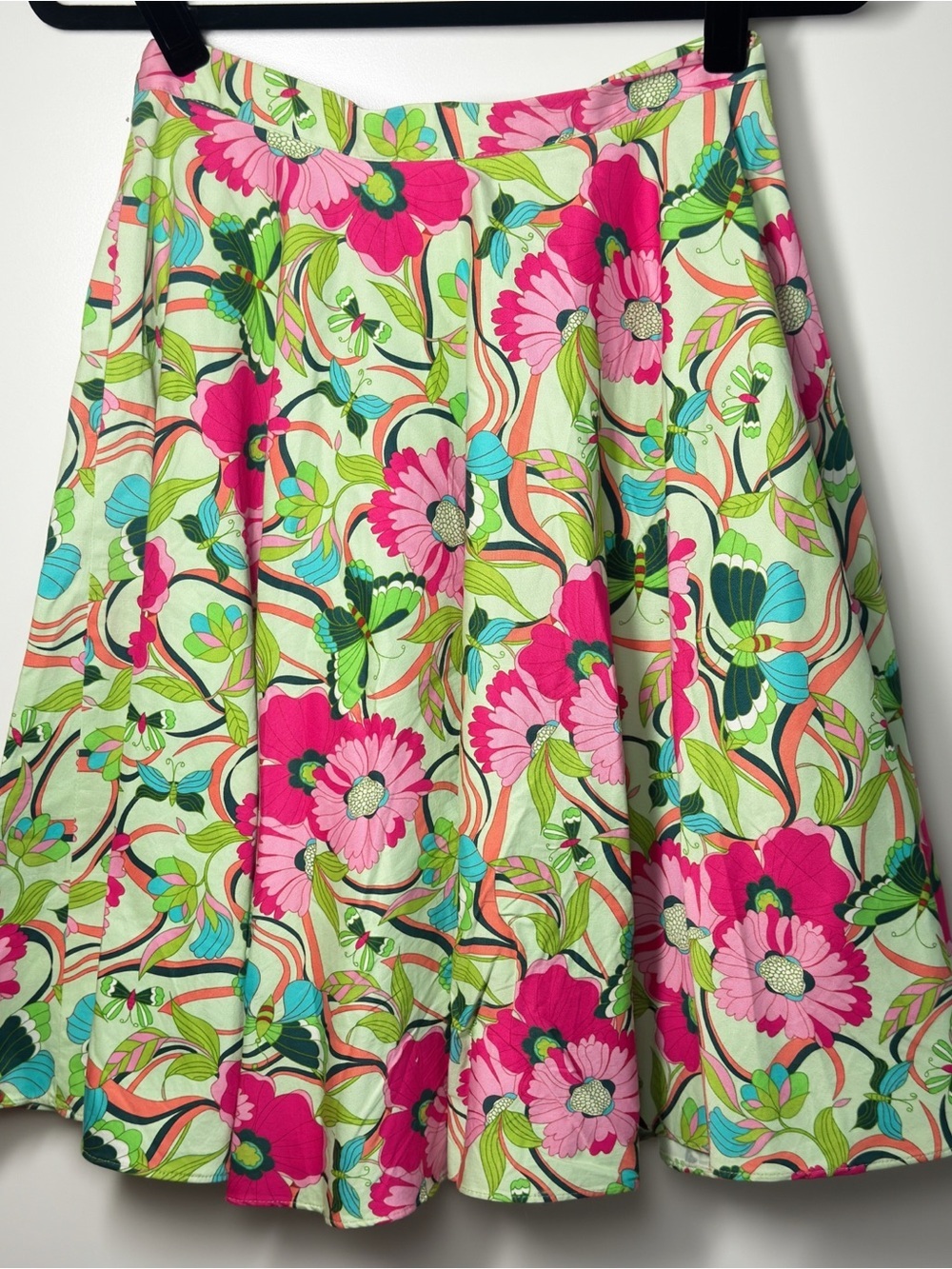 Vintage Runway Paris Floral midi Skirt Made in France Size S